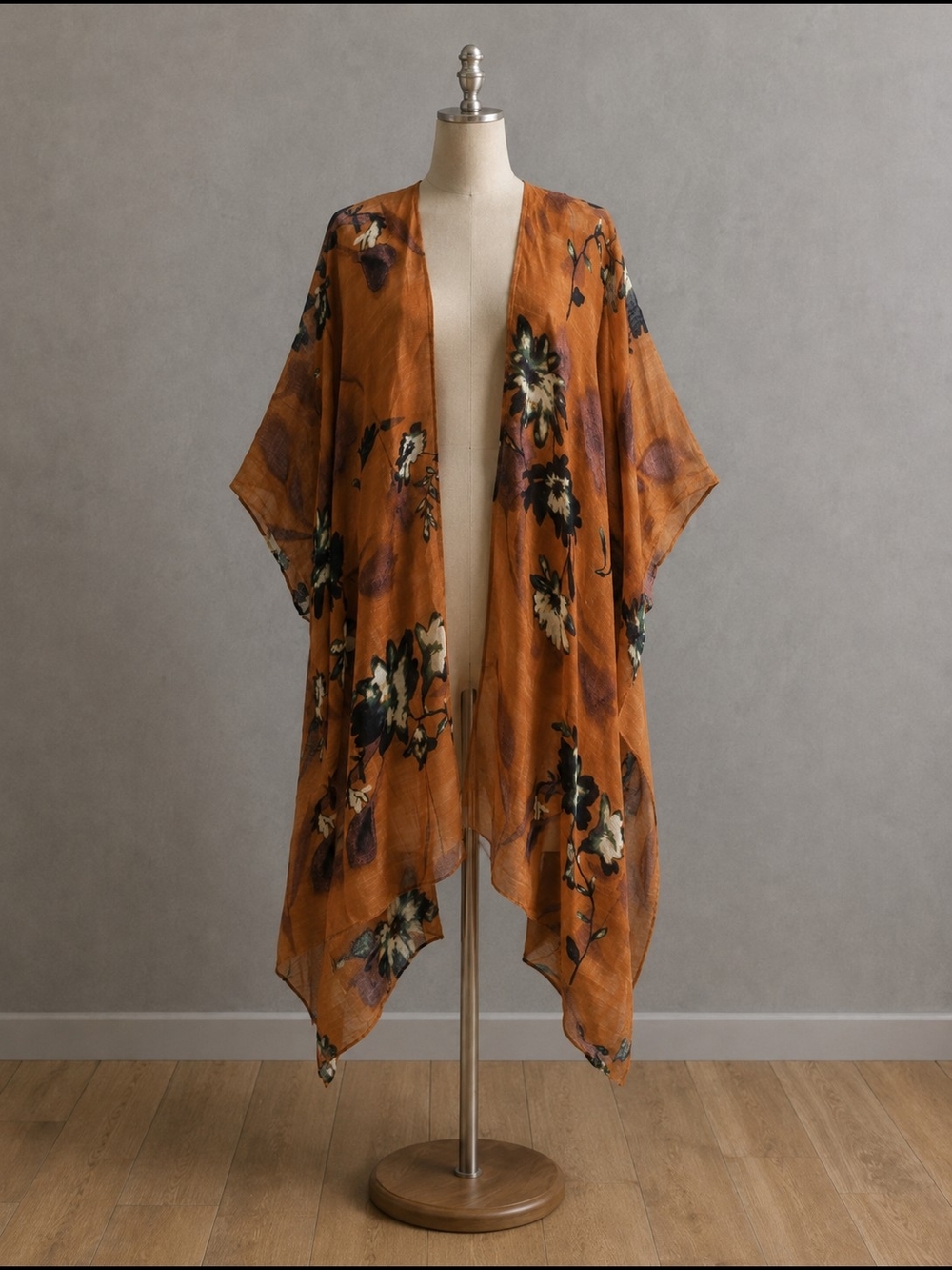 Womens Sheer Floral Kimono Cardigan Beach Cover Up Boho Flowing Lightweight One